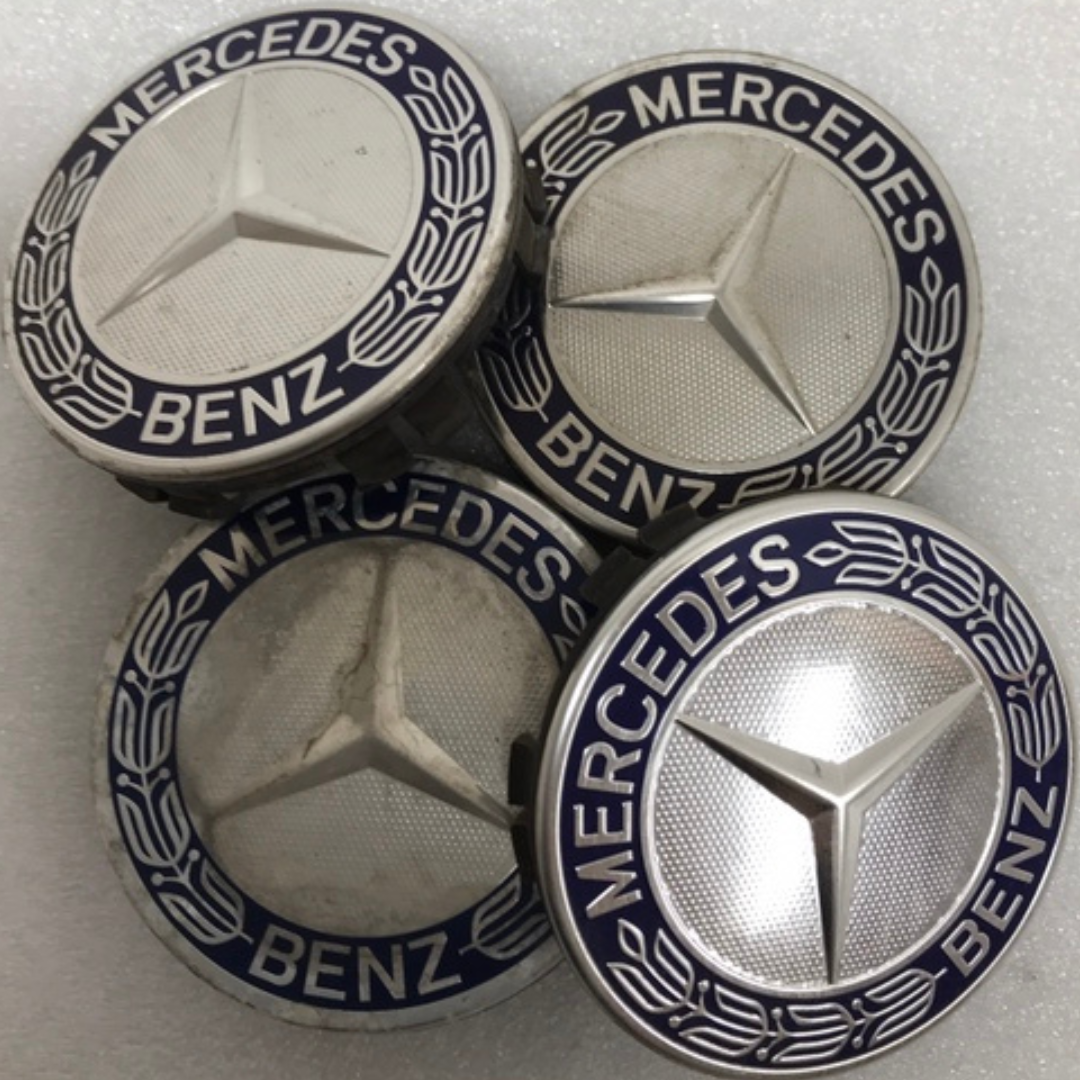 Set of 4 Mercedes 75MM Classic Dark Blue Wheel Center Hub Caps c205a572