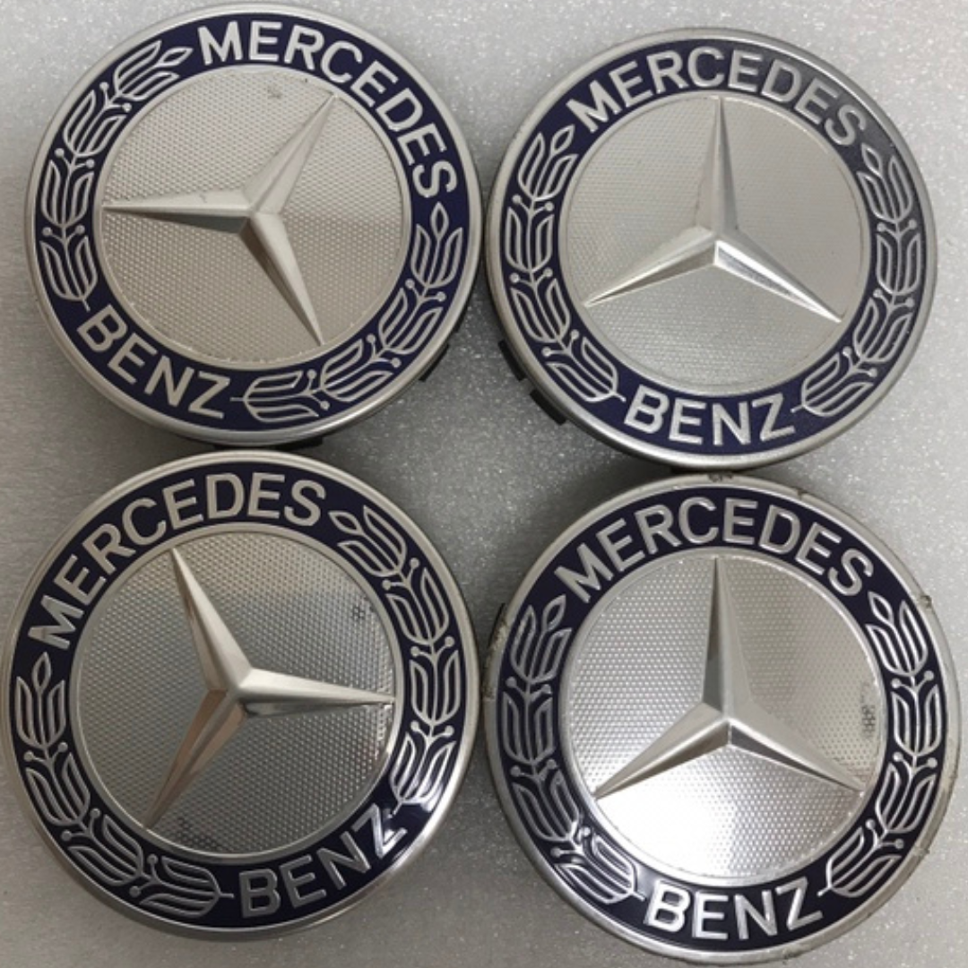 Set of 4 Mercedes 75MM Classic Dark Blue Wheel Center Hub Caps 6e6d7485
