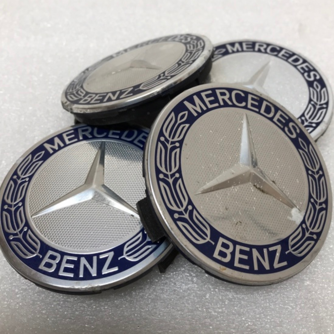 Set of 4 Mercedes 75MM Classic Dark Blue Wheel Center Hub Caps 1358ec0d