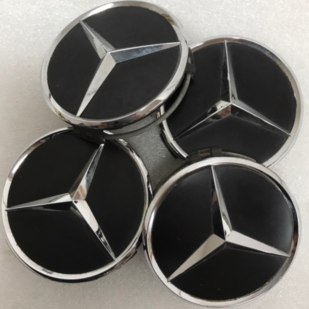 Set of 4 Mercedes-Benz Matte Black Wheel Center Hub Caps 75mm bc2a54be
