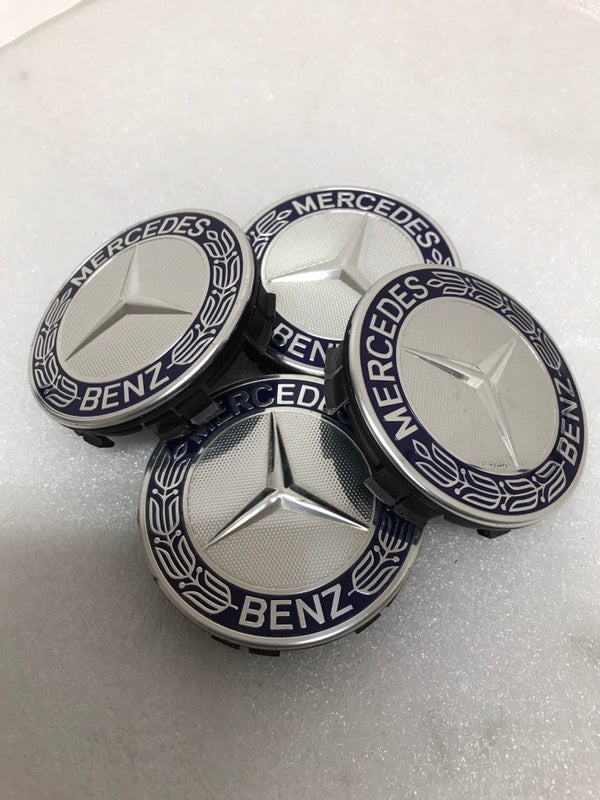 Set of 4 Mercedes 75MM Classic Dark Blue Wheel Center Hub Caps 15b008d4