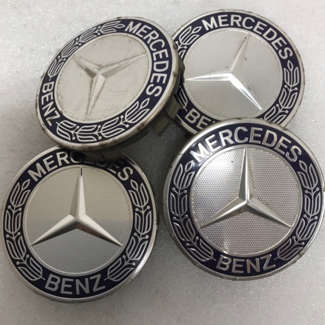 Set of 4 Mercedes 75MM Classic Dark Blue Wheel Center Hub Caps bf553afc