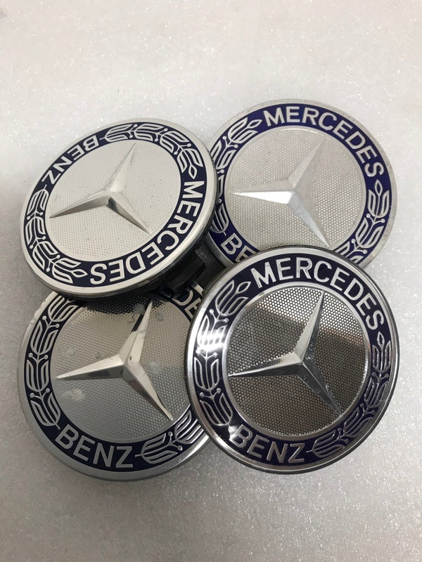 Set of 4 Mercedes-Benz 75MM Classic Dark Blue Wheel Center Hub Caps 96935366