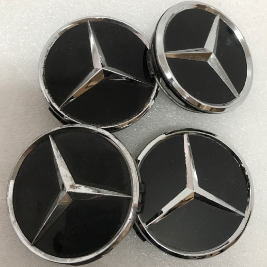 Set of 4 Mercedes-Benz Matte Black Wheel Center Hub Caps 75mm 040a7d0b