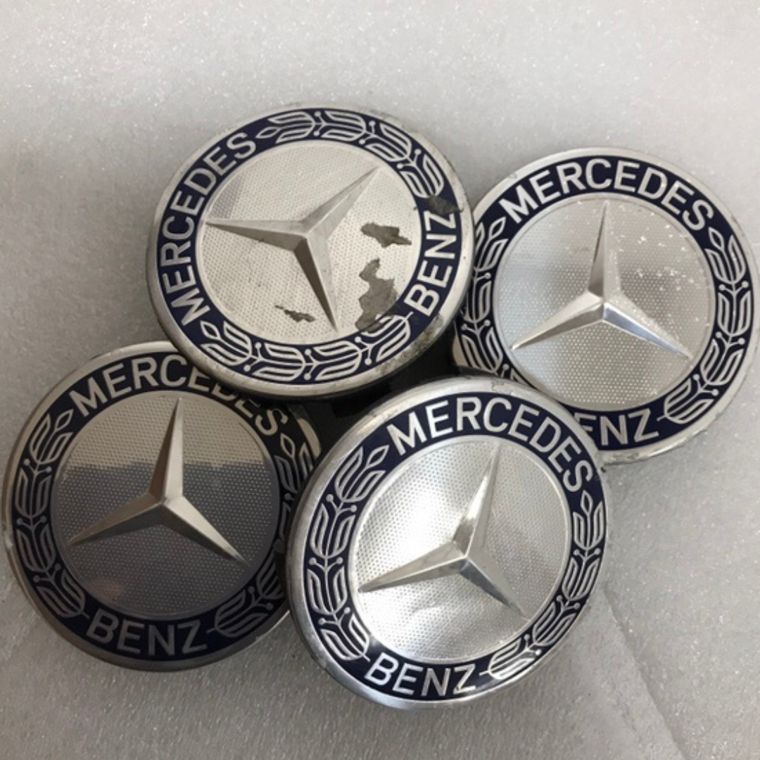 Set of 4 Mercedes 75MM Classic Dark Blue Wheel Center Hub Caps 05915b16
