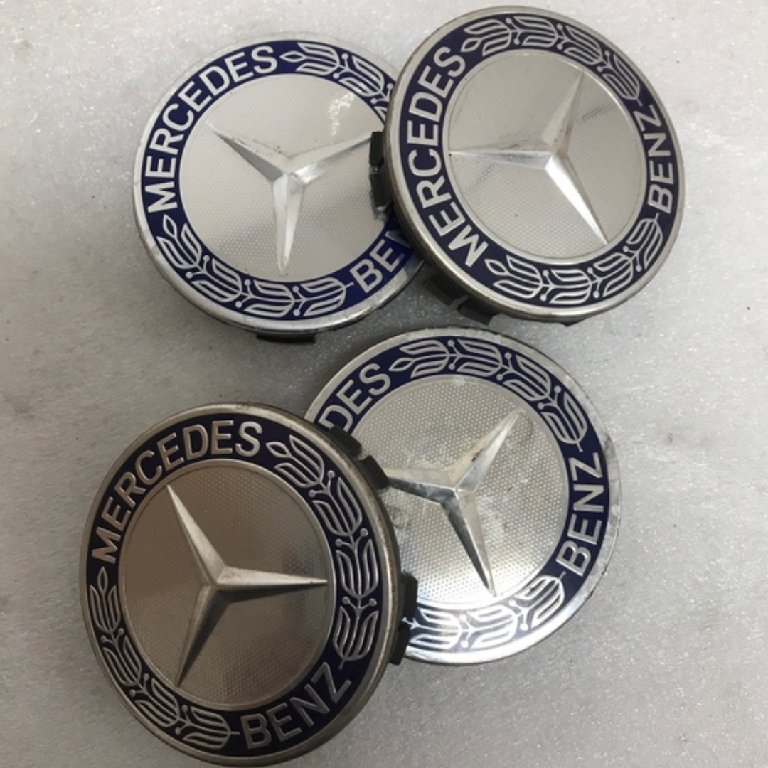 Set of 4 Mercedes Classic Dark Blue Wheel Center Hub Caps AMG Wreath 3efb06a7
