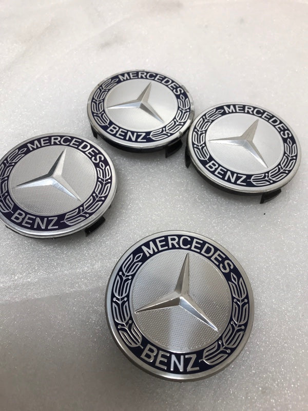 Set of 4 Mercedes 75MM Classic Dark Blue Wheel Center Hub Caps bc38e4ef