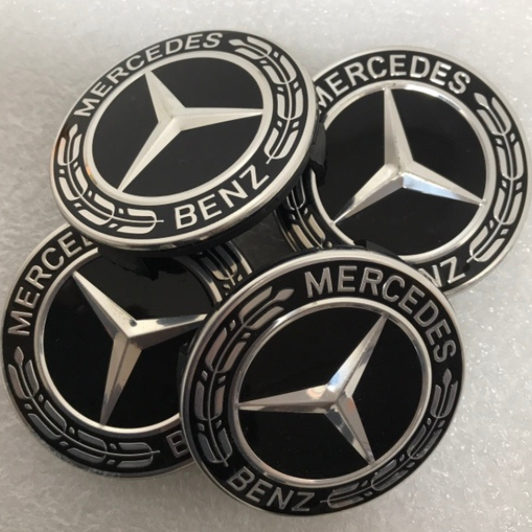 Set of 4 Mercedes-Benz Black Wheel Center Caps d97c1a3