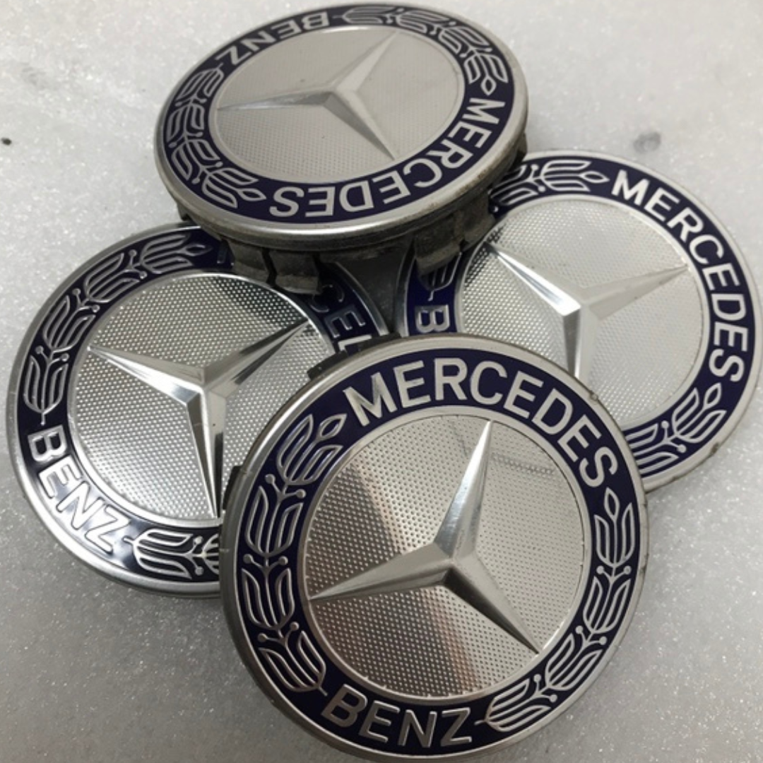 Set of 4 Mercedes 75MM Classic Dark Blue Wheel Center Hub Caps 4222aa6e