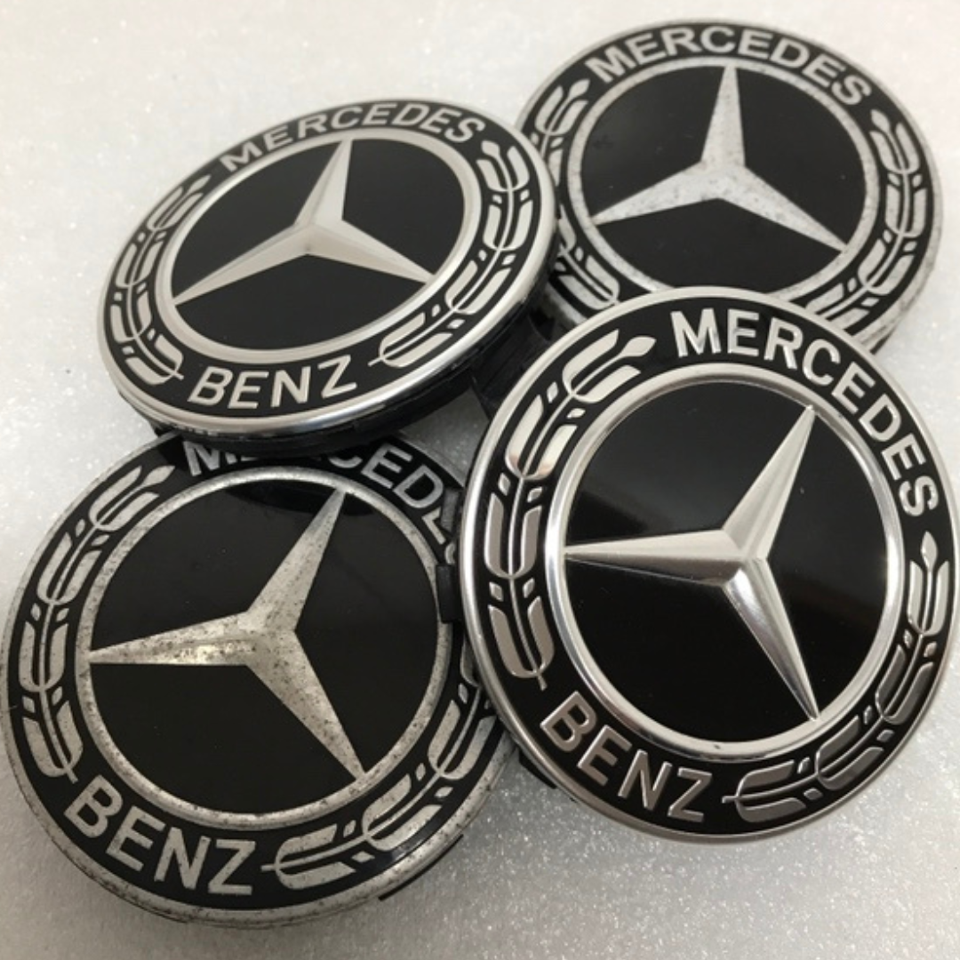 Set of 4 Mercedes-Benz Wheel Center Caps 75mm Classic Black d8e86b2f