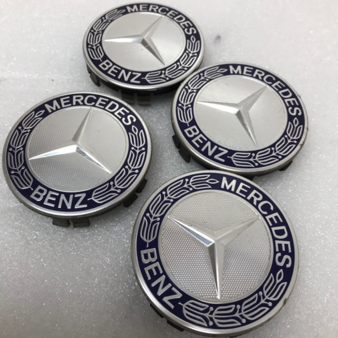 Set of 4 Mercedes 75MM Classic Dark Blue Wheel Center Hub Caps 4222aa6e