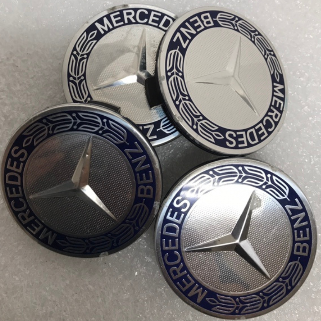 Set of 4 Mercedes 75MM Classic Dark Blue Wheel Center Hub Caps AMG b3a8998e
