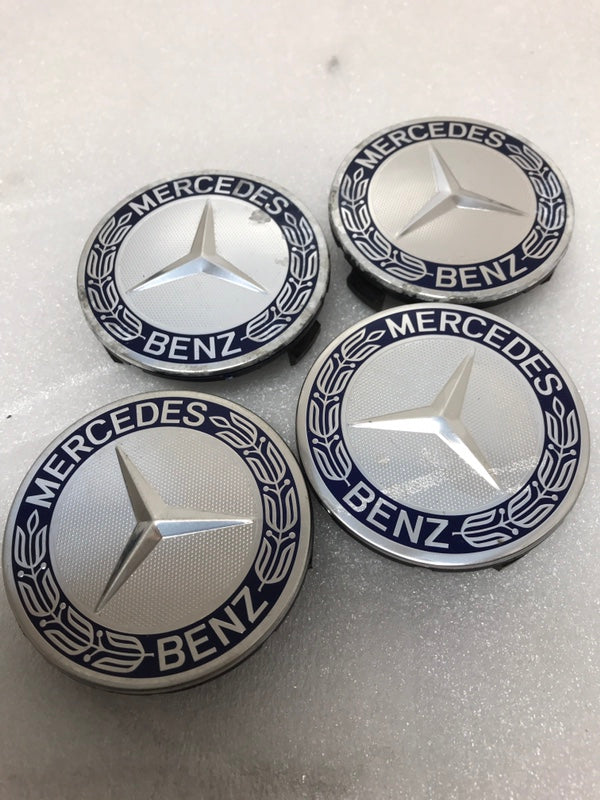Set of 4 Mercedes 75MM Classic Dark Blue Wheel Center Hub Caps c99b000f