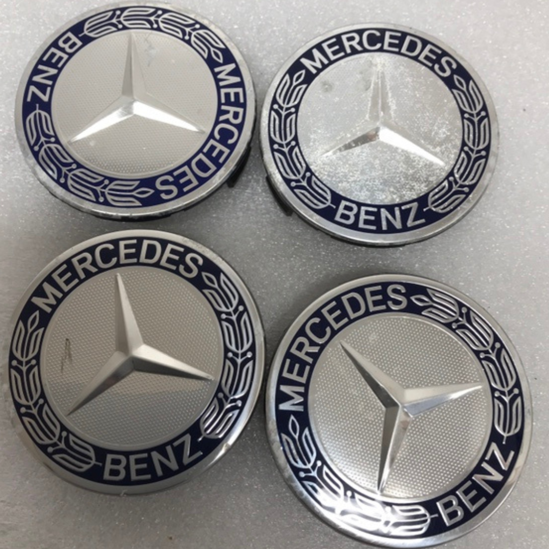 Set of 4 Mercedes 75MM Classic Dark Blue Wheel Center Hub Caps 3c1e018a