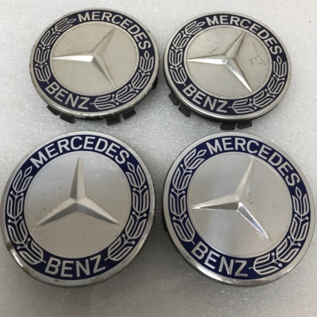 Set of 4 Mercedes 75MM Classic Dark Blue Wheel Center Hub Caps AMG ebb03f8