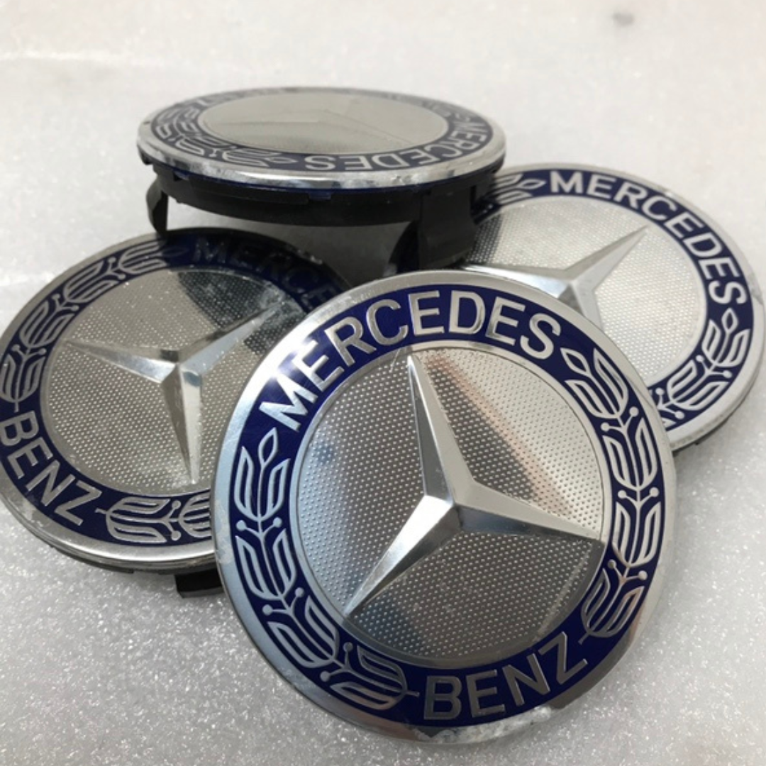 Set of 4 Mercedes 75MM Classic Dark Blue Wheel Center Hub Caps 89f014db