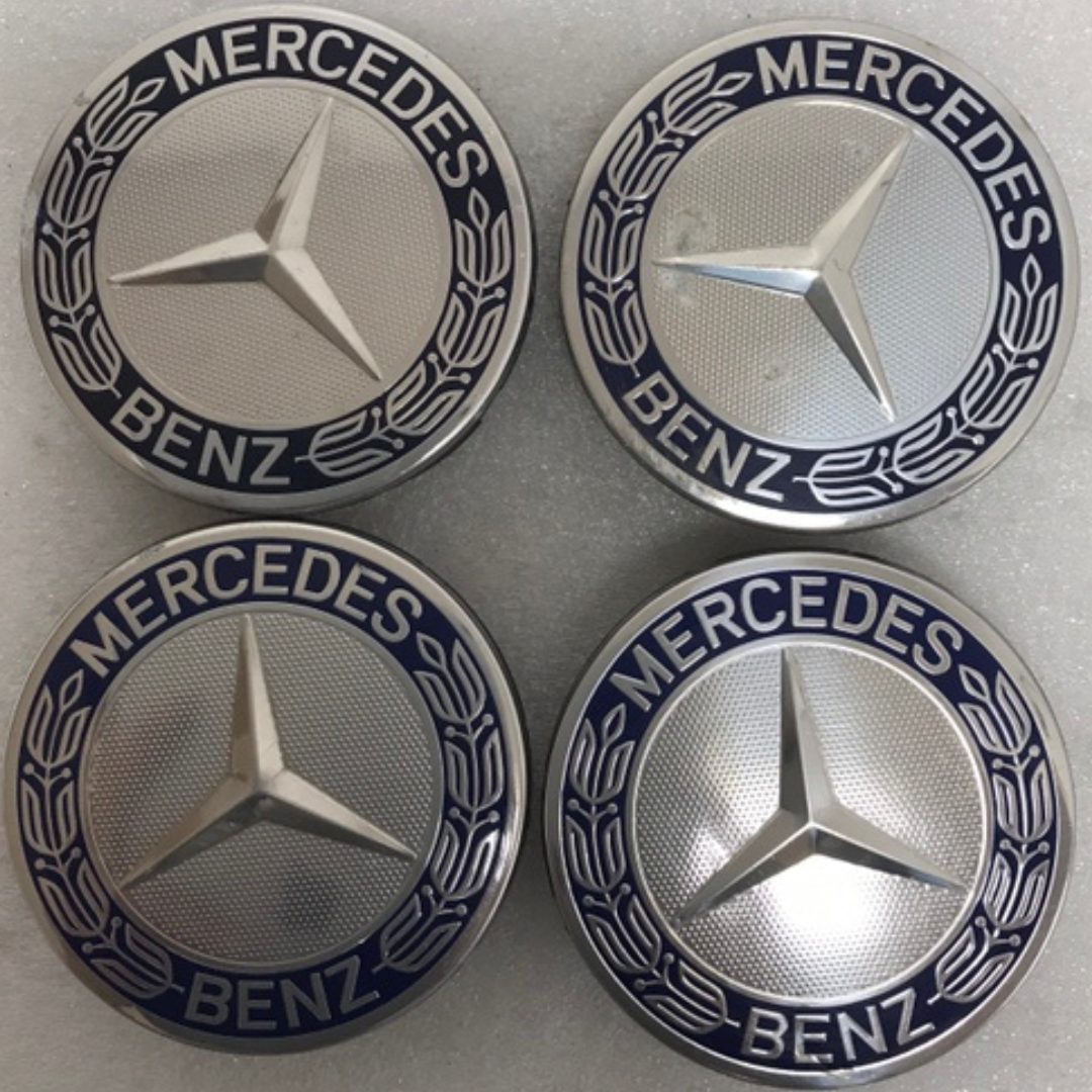 Set of 4 Mercedes 75MM Classic Dark Blue Wheel Center Hub Caps AMG b49527de