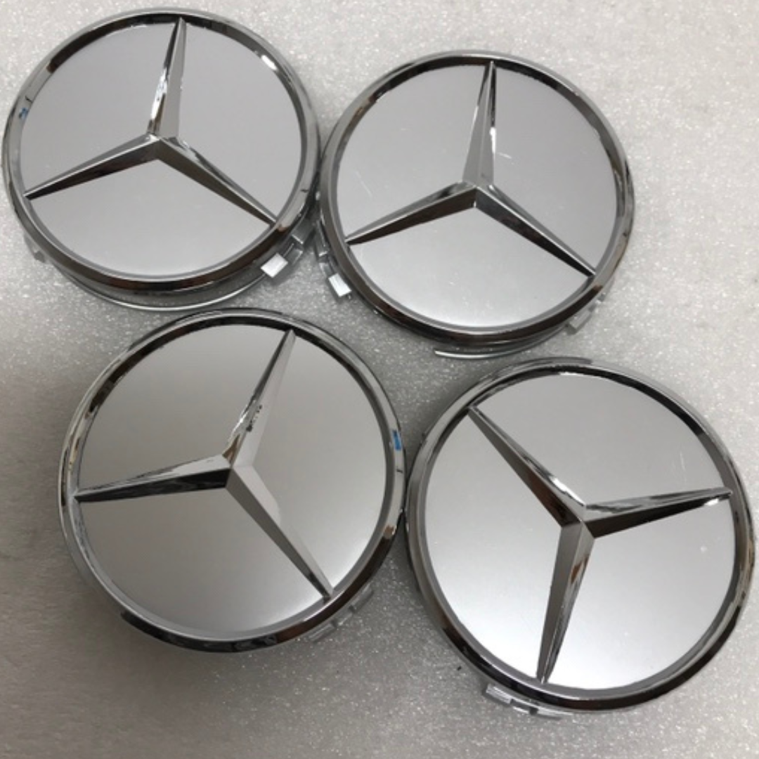 Set of 4 Mercedes-Benz Silver Wheel Center Hub Caps ab9ea5fa