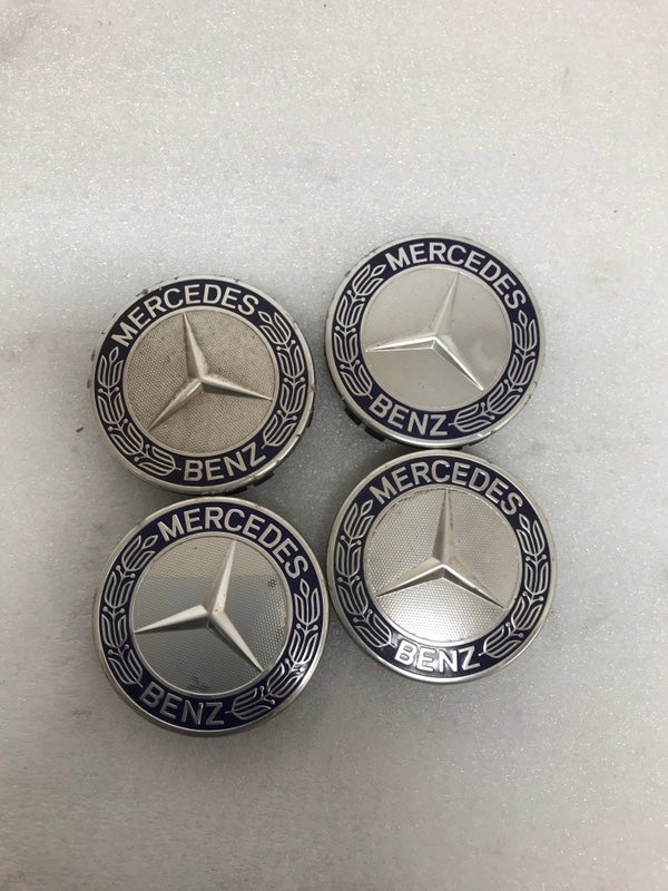 Set of 4 Mercedes Classic Dark Blue Wheel Center Hub Caps AMG Wreath d05a5b14