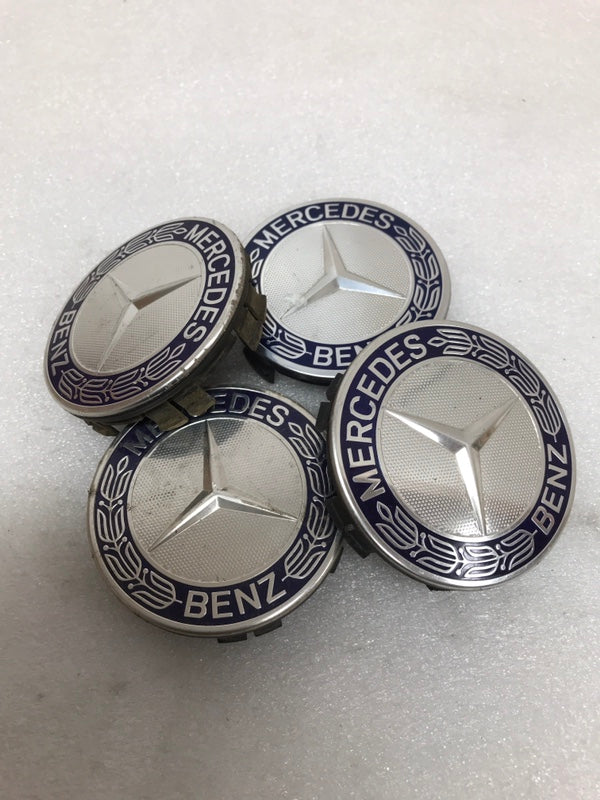 Set of 4 Mercedes Classic Dark Blue Wheel Center Hub Caps AMG Wreath 76f2cc15