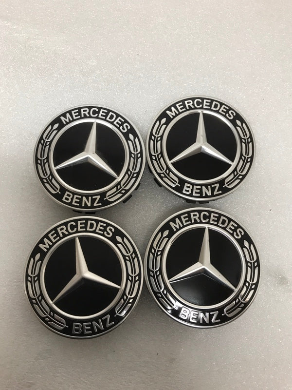 Set of 4 Mercedes-Benz Black Wheel Center Caps 75MM A2224002200 77636c38