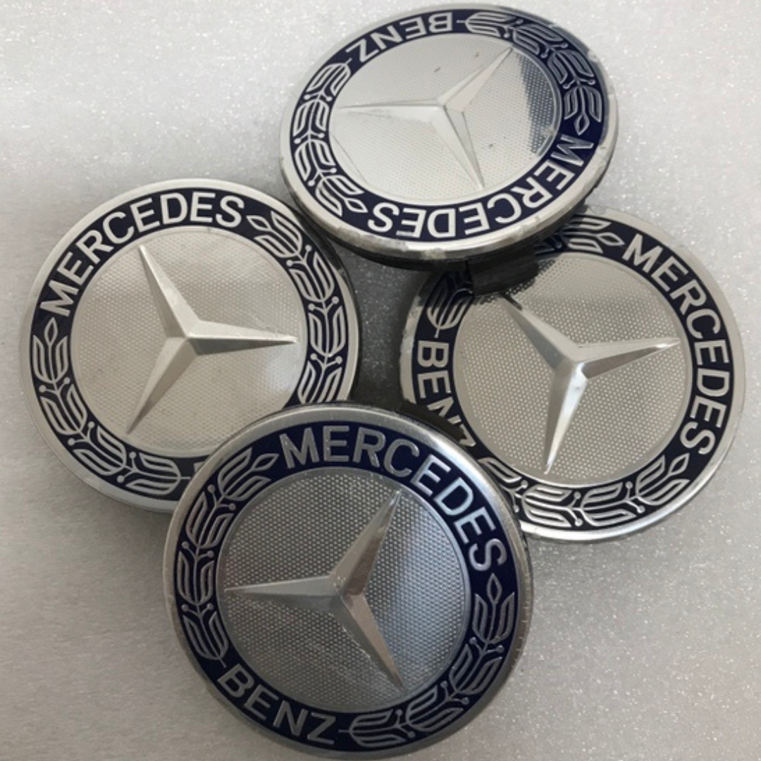 Set of 4 Mercedes 75MM Classic Dark Blue Wheel Center Hub Caps c9a27a3b