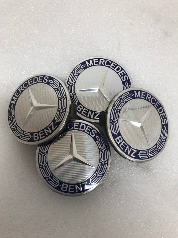 Set of 4 Mercedes 75MM Classic Dark Blue Wheel Center Hub Caps a6981ca9