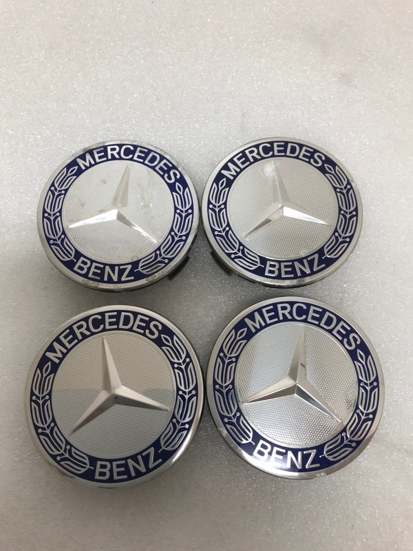 Set of 4 Mercedes 75MM Classic Dark Blue Wheel Center Hub Caps 7b982f74