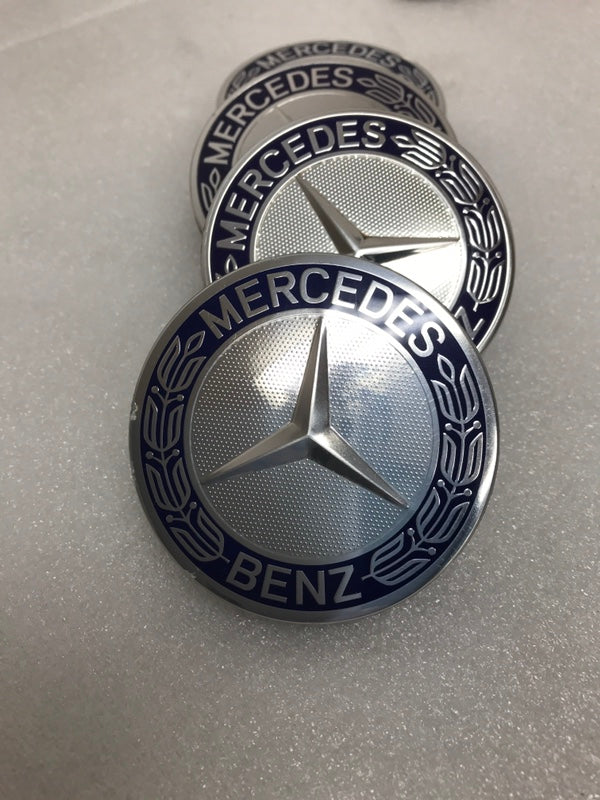 Set of 4 Mercedes 75MM Classic Dark Blue Wheel Center Hub Caps 985c0799