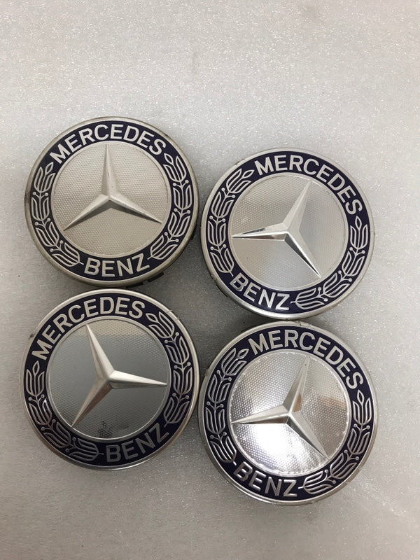 Set of 4 Mercedes 75MM Classic Dark Blue Wheel Center Hub Caps 5a8b5ce0