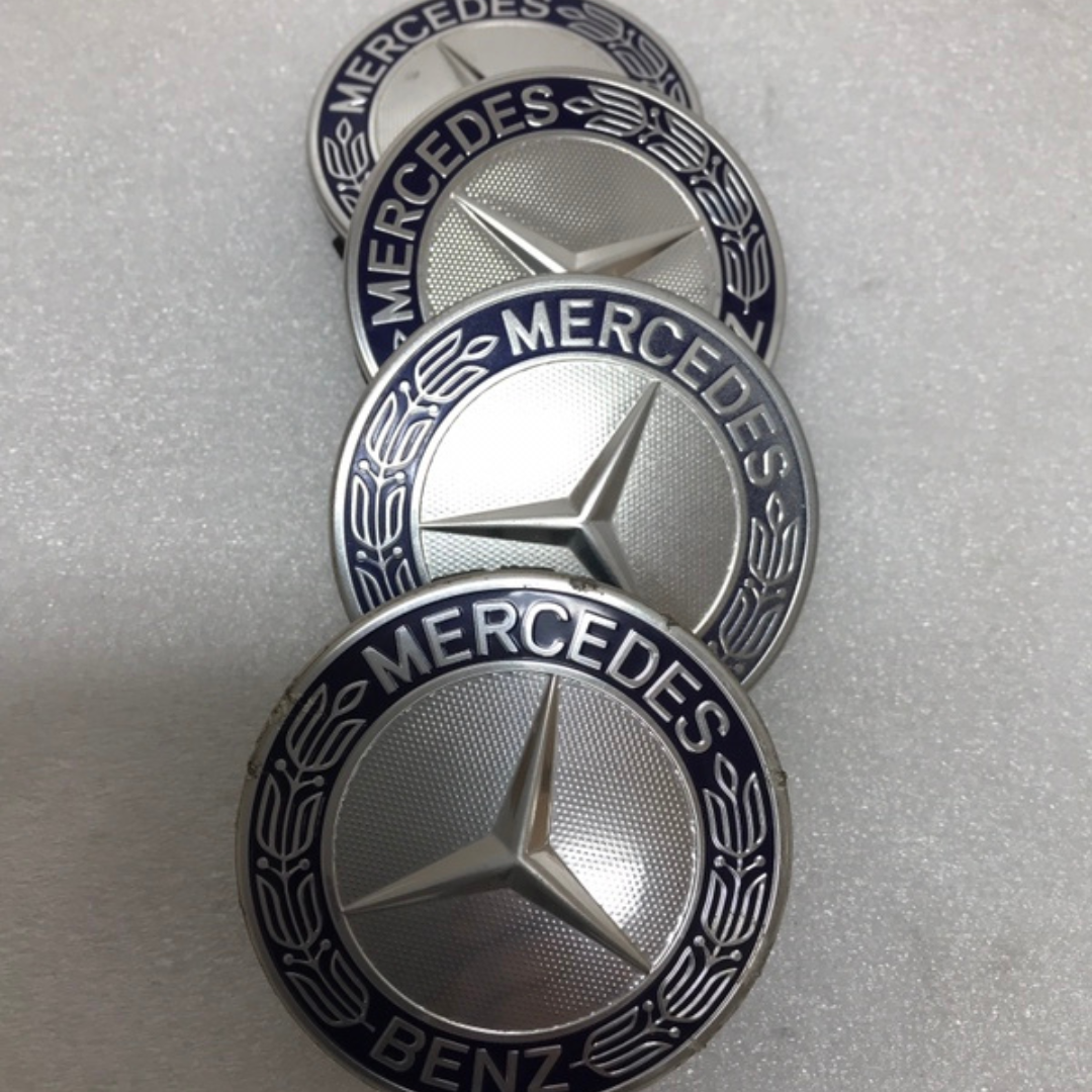 Set of 4 Mercedes 75MM Classic Dark Blue Wheel Center Hub Caps 6e6d7485