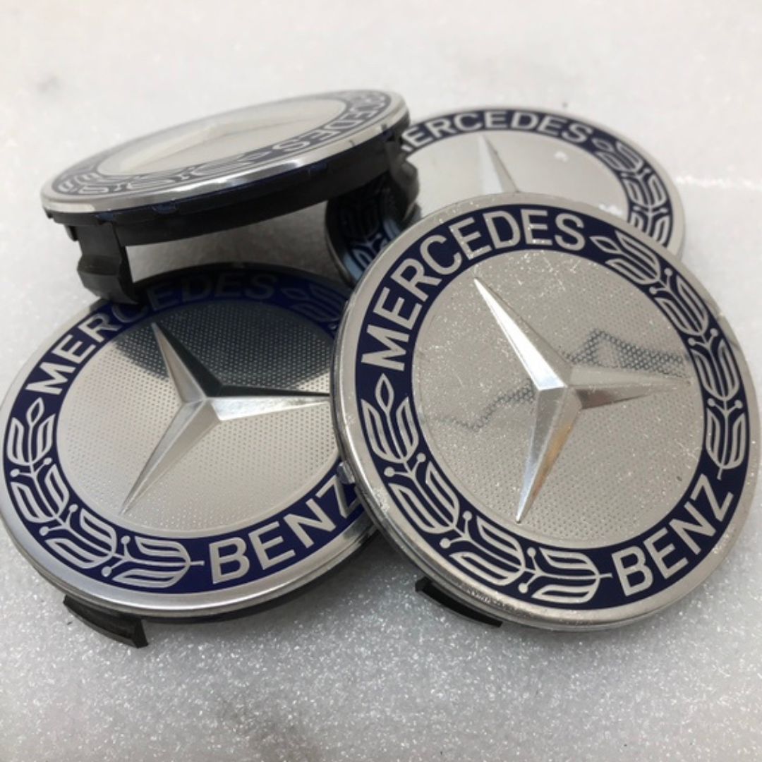 Set of 4 Mercedes 75MM Classic Dark Blue Wheel Center Hub Caps b73b15cb