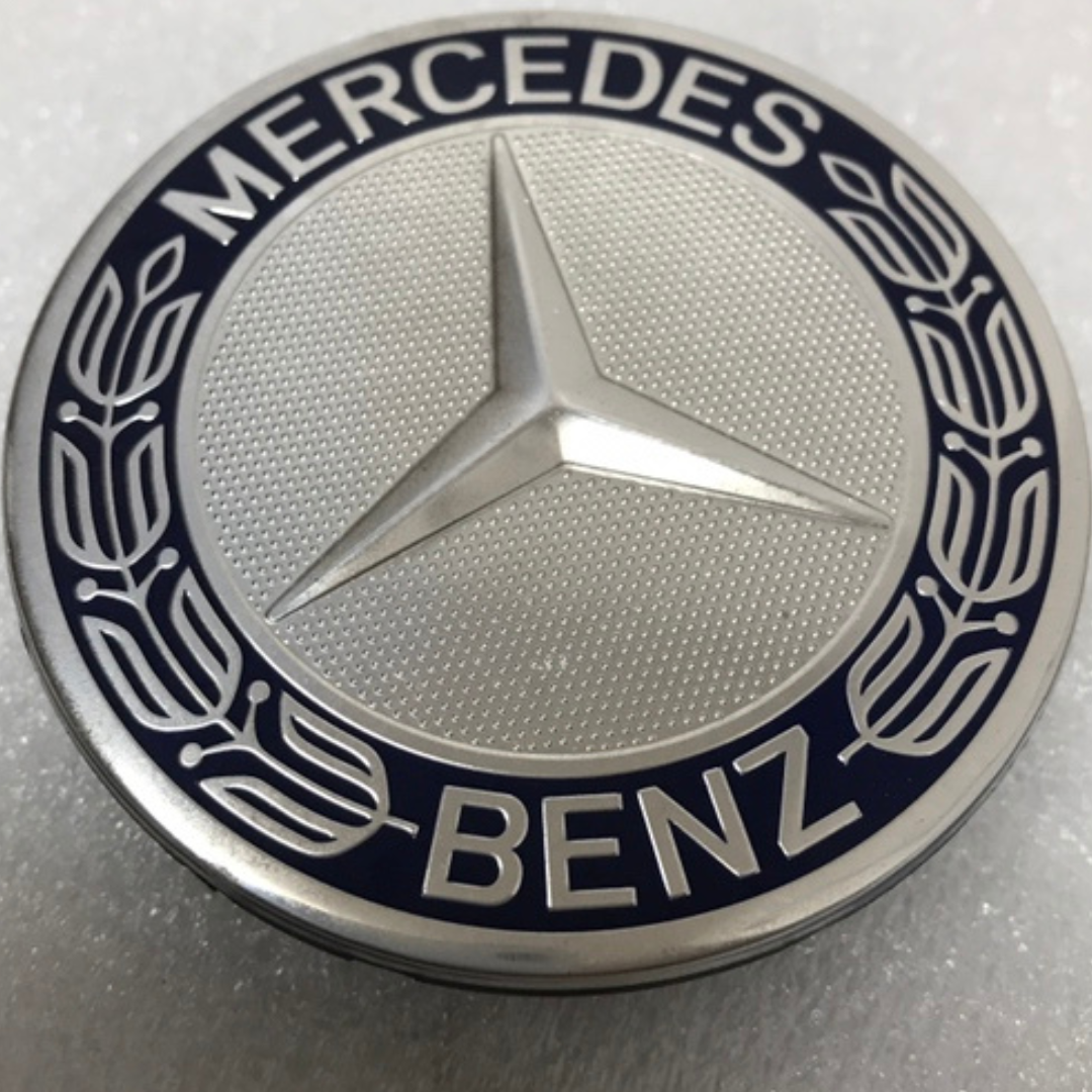 Set of 4 Mercedes 75MM Classic Dark Blue Wheel Center Hub Caps 36f9d016