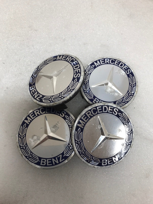 Set of 4 Mercedes 75MM Classic Dark Blue Wheel Center Hub Caps 0e69b2d7