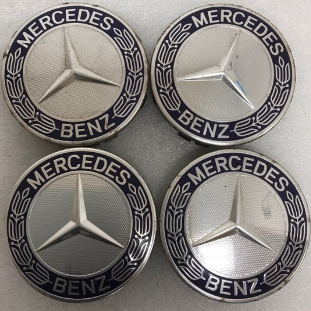 Set of 4 Mercedes 75MM Classic Dark Blue Wheel Center Hub Caps bf553afc