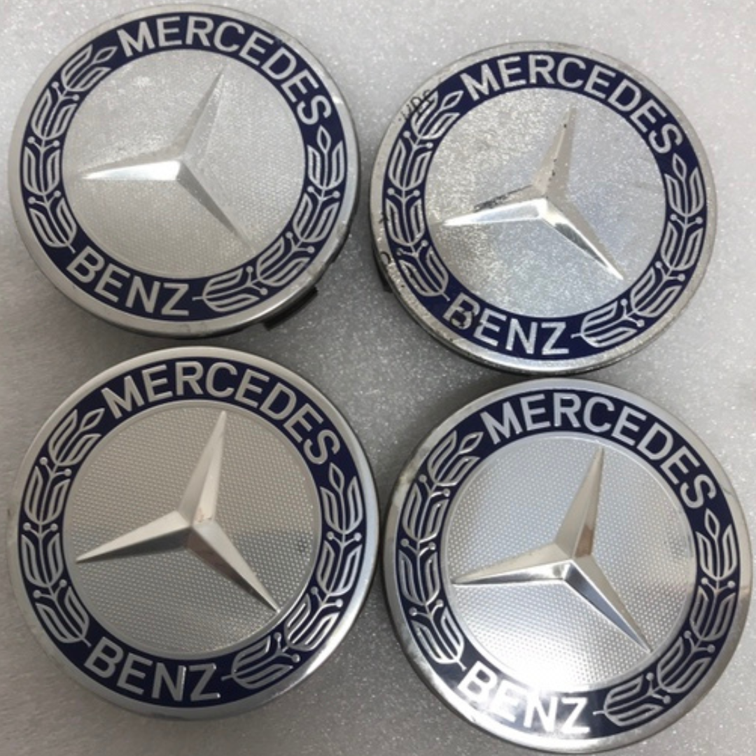Set of 4 Mercedes 75MM Classic Dark Blue Wheel Center Hub Caps 19460d7c