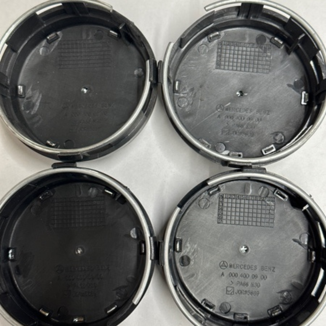 Set of 4 Mercedes Wheel Center Cap Black & Chrome 75 mm A0004000900 1aec94cd