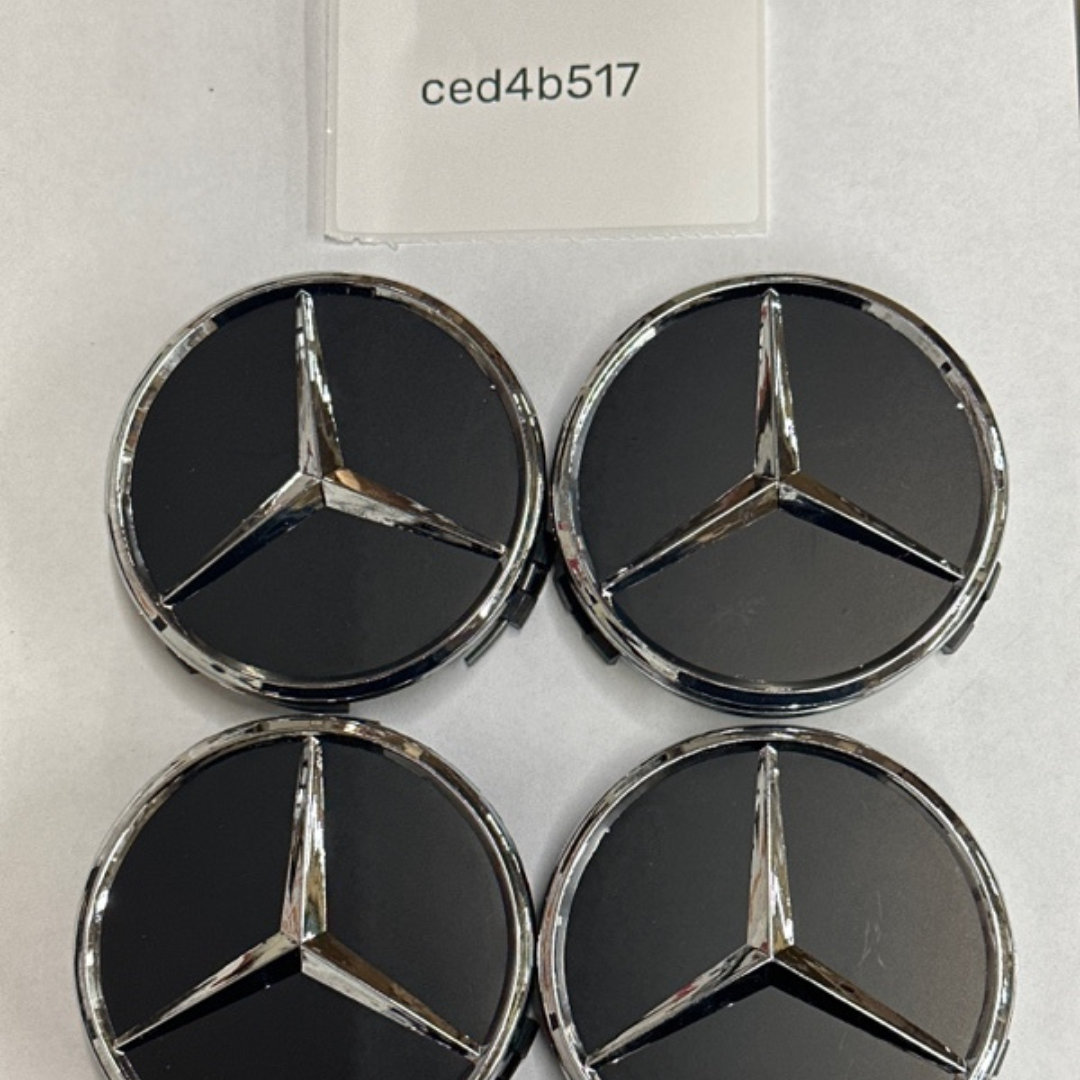 Set of 4 Mercedes-Benz Matte Black Wheel Center Hubcap 75mm ced4b517