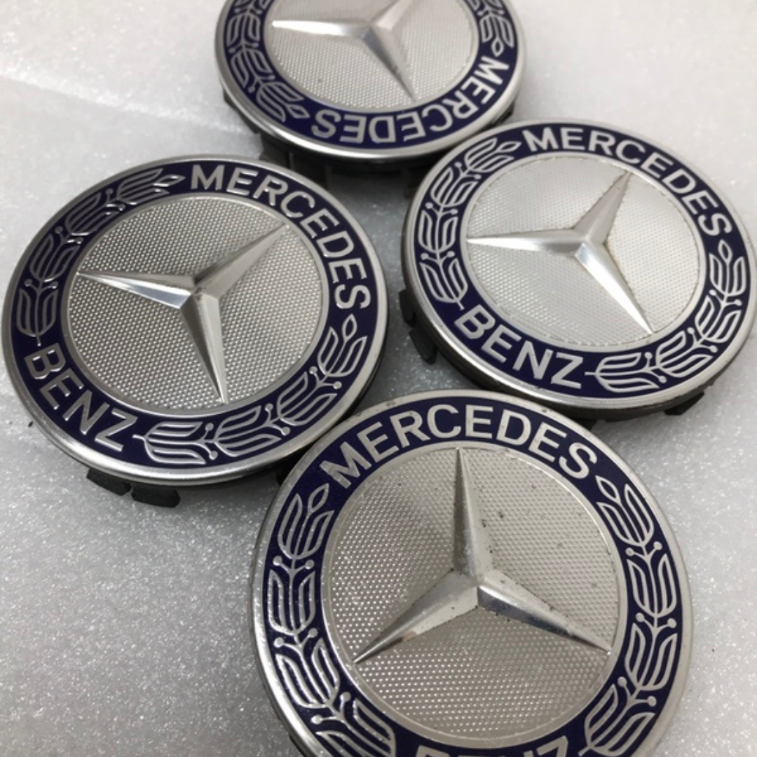 Set of 4 Mercedes 75MM Classic Dark Blue Wheel Center Hub Caps f364e4a5