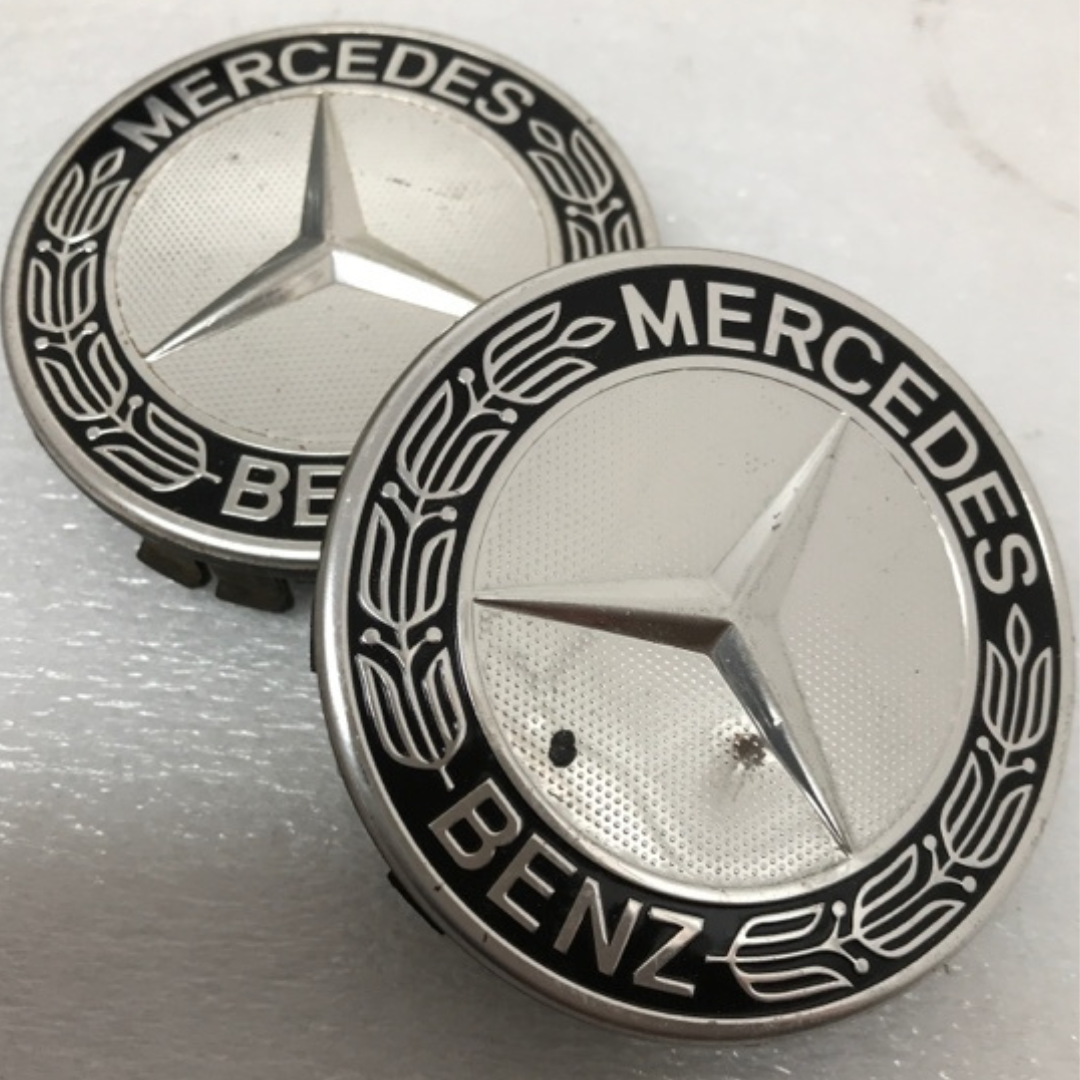 Set of 2 Mercedes 75MM Classic Dark Wheel Center Hub Caps AMG Wreath dd6980c2