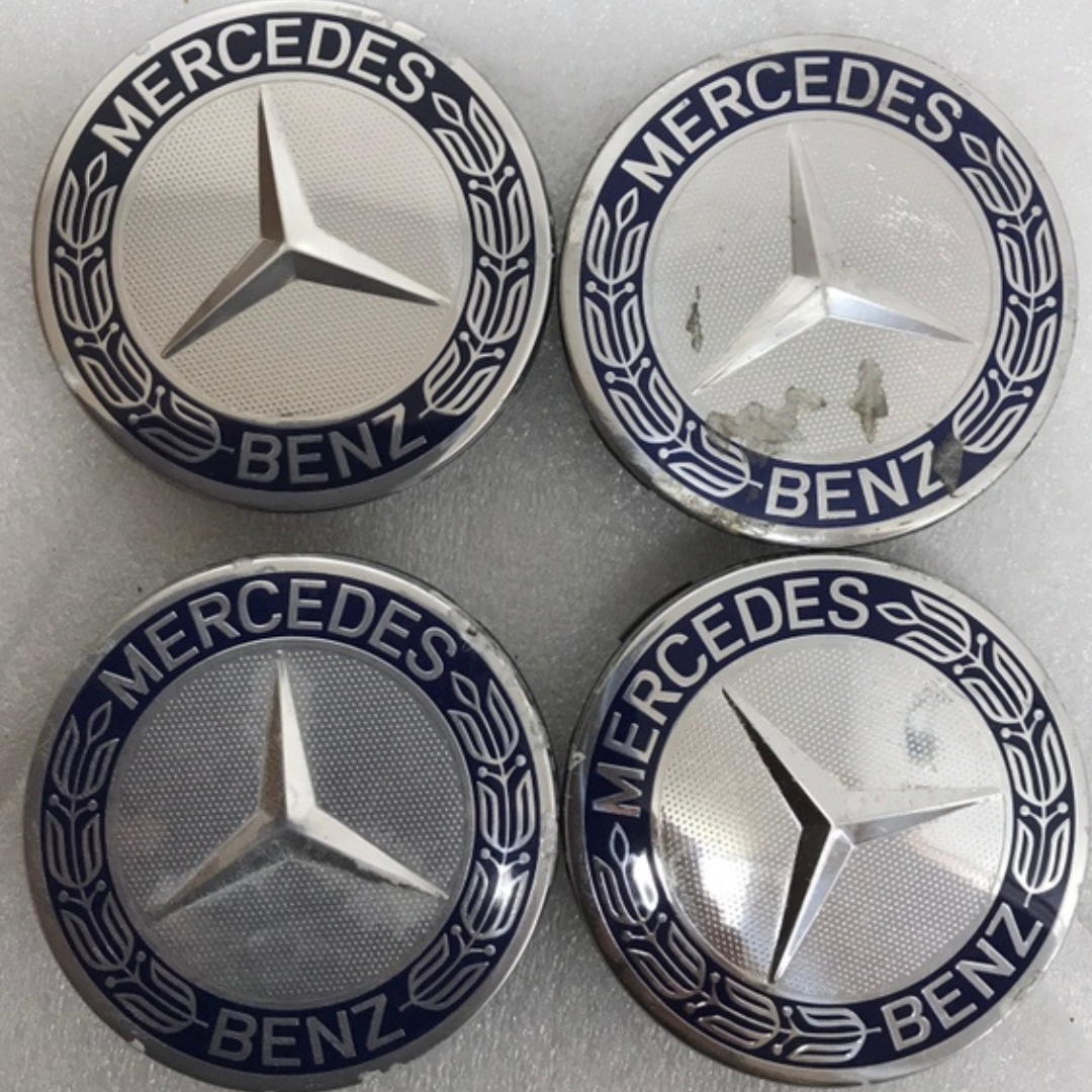 Set of 4 Mercedes 75MM Classic Dark Blue Wheel Center Hub Caps 05915b16