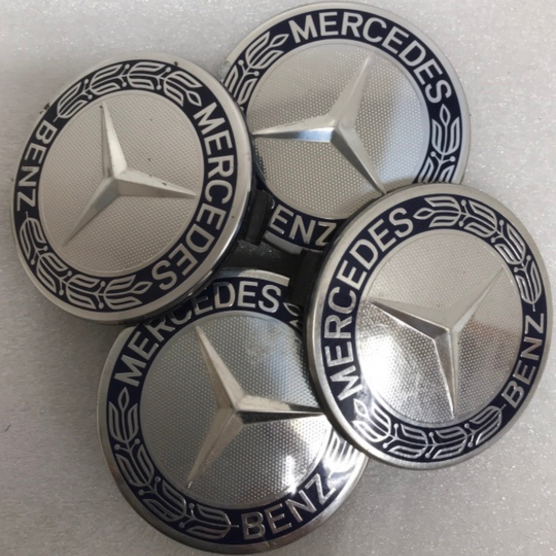 4PC Mercedes 75MM Classic Dark Blue Wheel Center Hub Caps AMG Wreath bb7a31a9