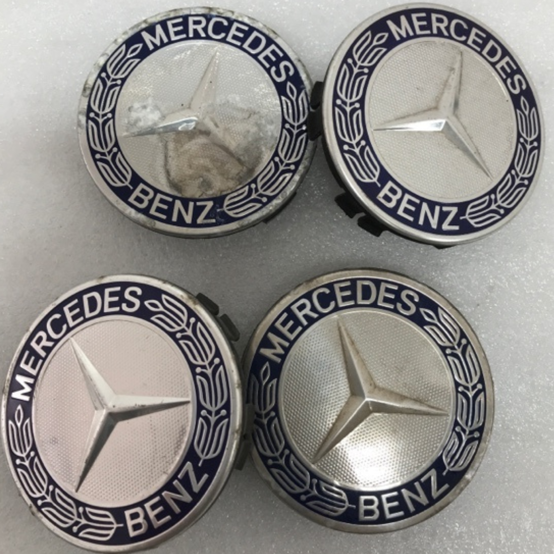 Set of 4 Mercedes 75MM Classic Dark Blue Wheel Center Hub Caps AMG dc6f8fd5