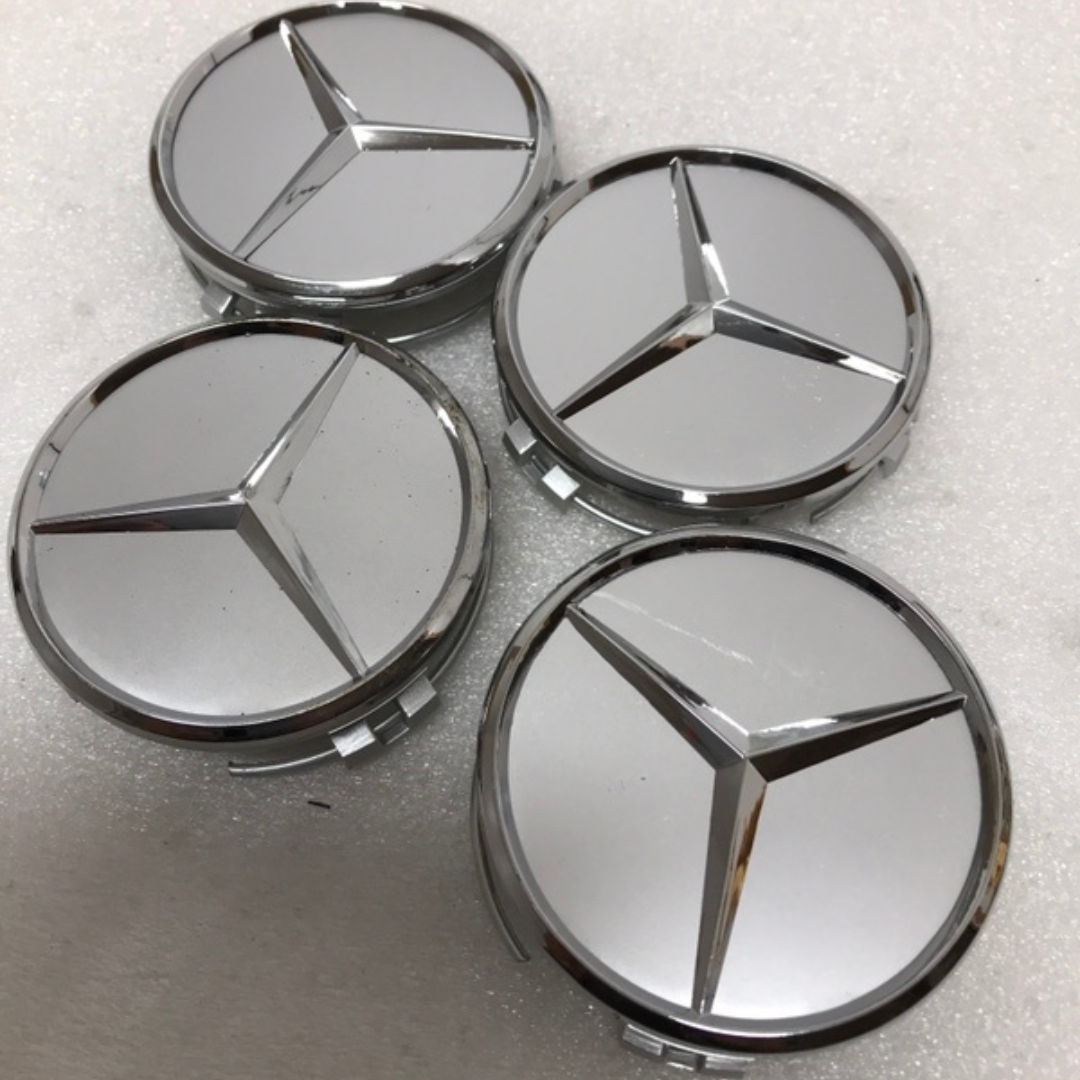 Set of 4 Mercedes-Benz Silver Wheel Center Hub Caps 9ef8b6c8