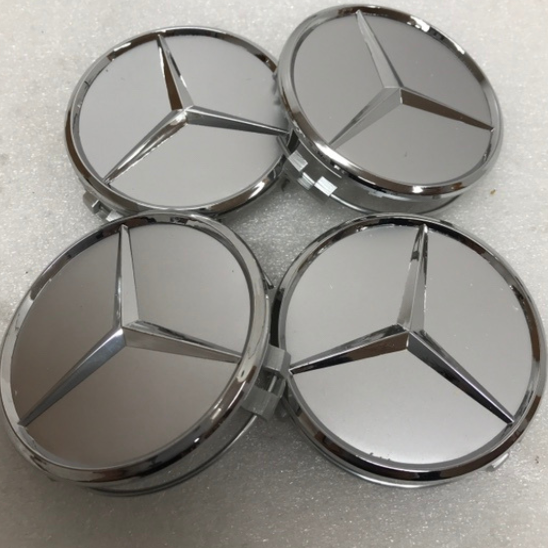 Set of 4 Mercedes-Benz Silver Wheel Center Hub Caps 6e2f76a0