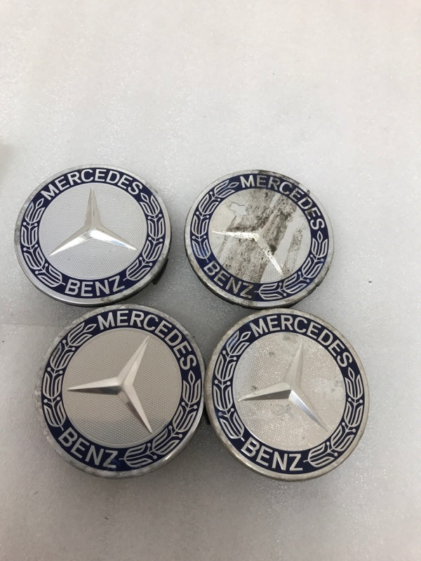 Set of 4 Mercedes 75MM Classic Dark Blue Wheel Center Caps AMG Wreath 93ccbd68