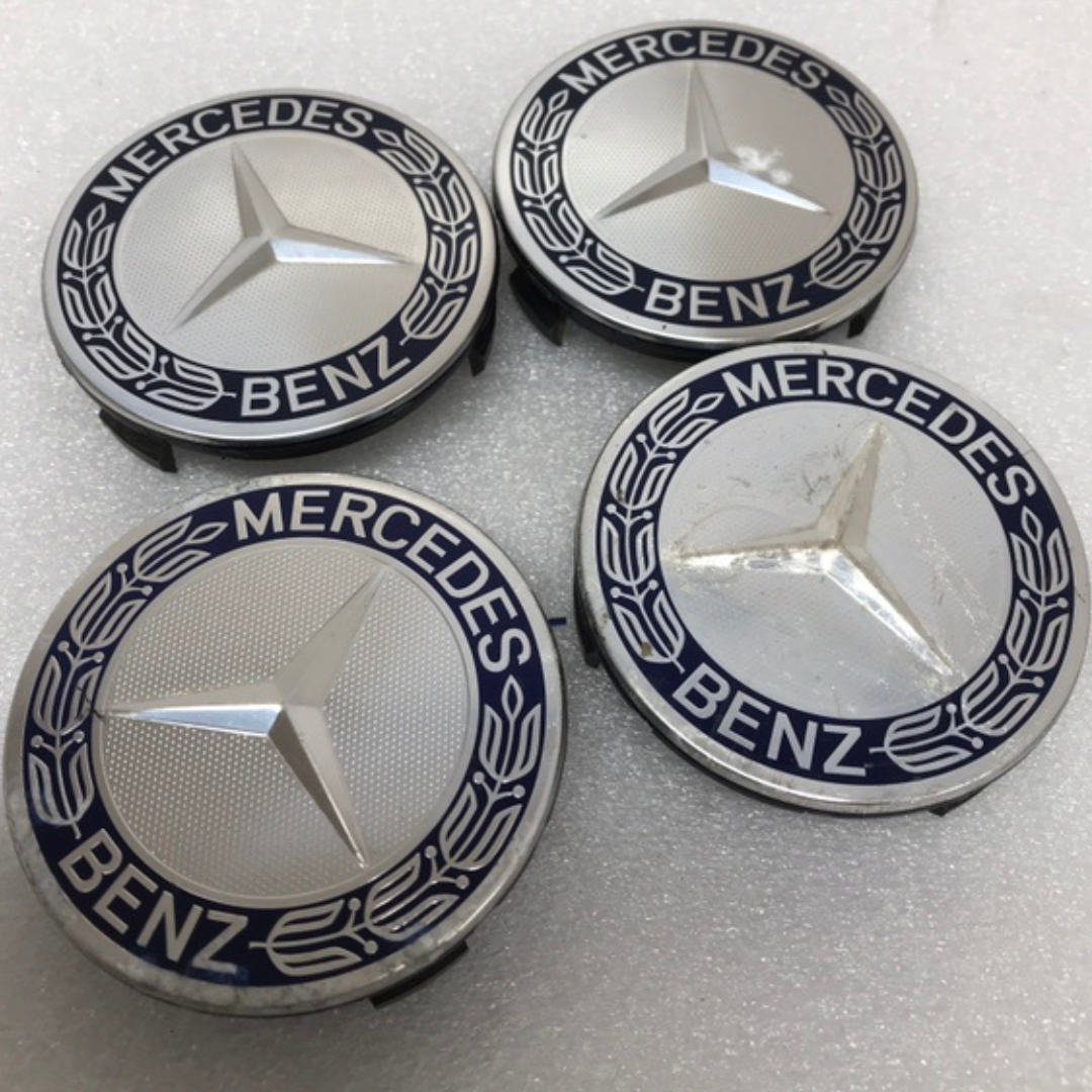 Set of 4 Mercedes 75MM Classic Dark Blue Wheel Center Hub Caps 5093bb96