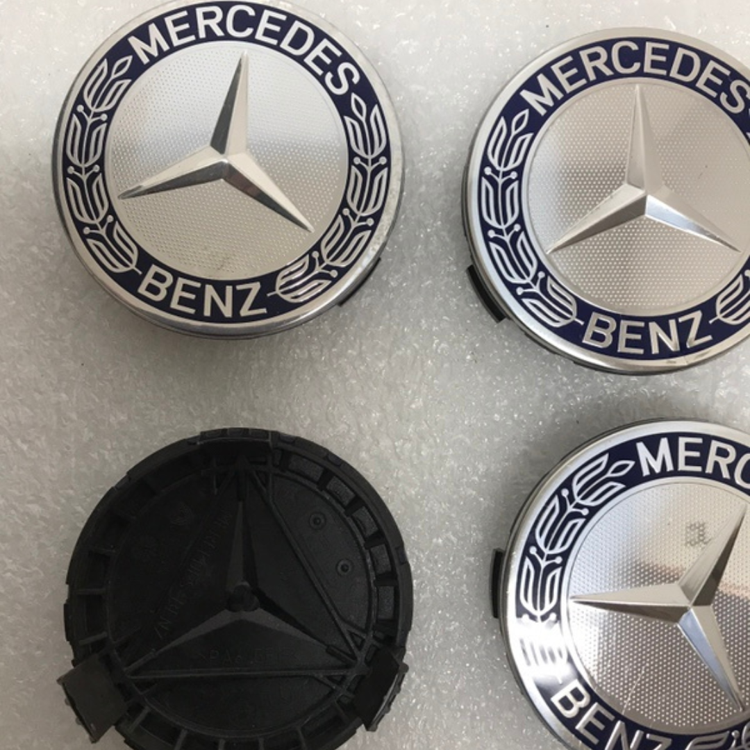 4PC Mercedes 75MM Classic Dark Blue Wheel Center Hub Caps AMG Wreath 331c6574