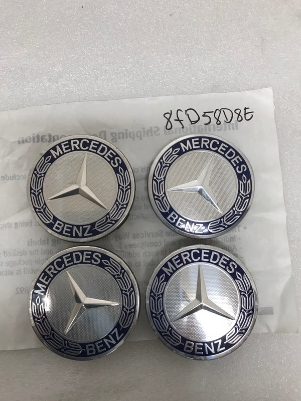 Set of 4 Mercedes 75MM Classic Dark Blue Wheel Center Hub Caps 8fd58d8e