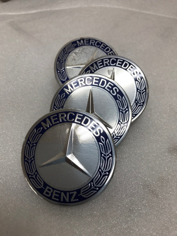 Set of 4 Mercedes 75MM Classic Dark Blue Wheel Center Hub Caps 7b982f74